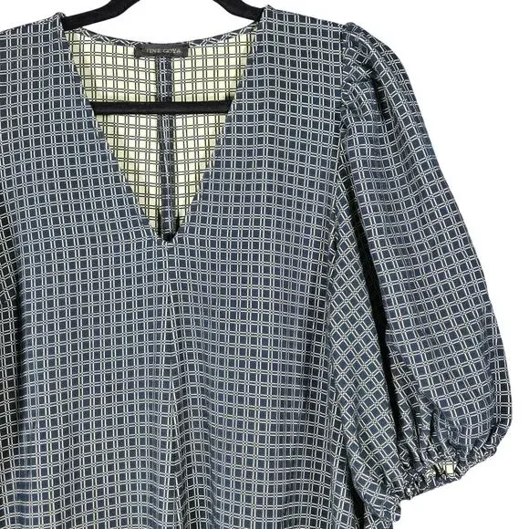 Stine Goya Mavelin Midi Dress Small 916 Grid Stretch Blue Check Puff Sleeve - Picture 6 of 12